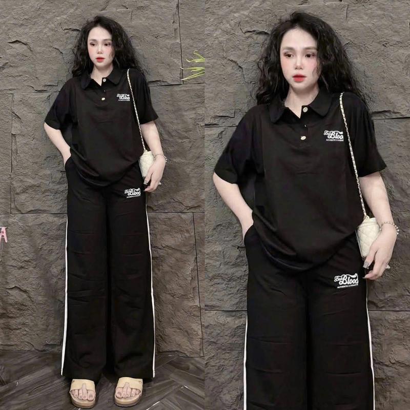 { Chất  Liệu Tăm QC } Set Đồ Bộ Nữ Dáng Suông Áo In Chữ BLOOD Bigsize 45-85Kg Mặc Nhà Đi Chơi TOP NỮ