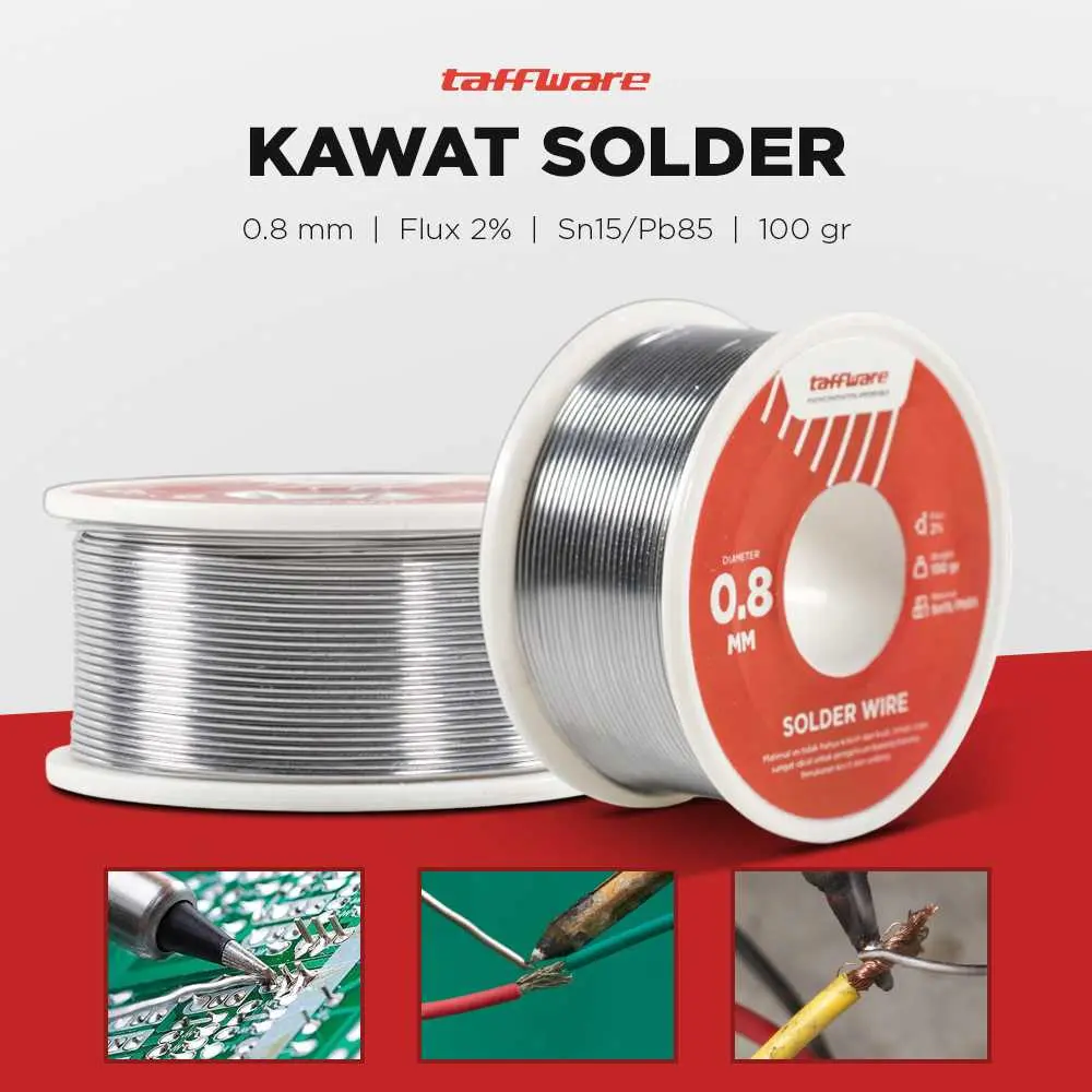 Kawat Timah Solder 0.8mm 100gr Flux 2.0 %