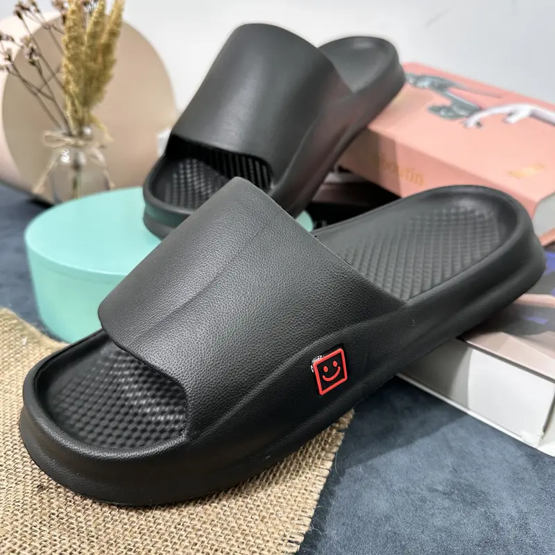 Sandal Slop Karet Eva Smile Unisex slop size 36-44 EVA PUTIH HITAM/ WARNA  laki laki / Sendal slop pria / Sandal slide pria / Sandal slop / Sandal outdoor dan indoor Shoes 2