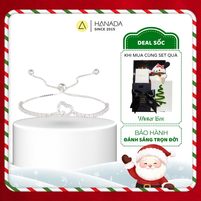  Bộ quà tặng 20 10 Lắc Tay Bạc 925 HANADA set bạc Trái Tim Nút Thắt Vô Cực Dây Rút Freesize Tùy Chỉnh Đính Đá Lấp Lánh Mảnh Mai Tiểu Thư Tặng Bạn Gái 1368 K18 