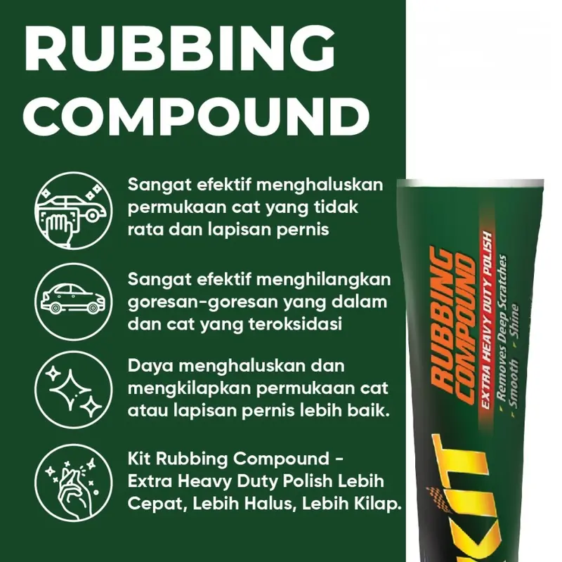 BISA COD/KIT KOMPON PENGHILANG BARET BODY MOBIL/Kit Rubbing Compound Hijau 60gr Menghilangkan Goresan Menghaluskan Dan Mengkilapkan Permukaan Cat 3