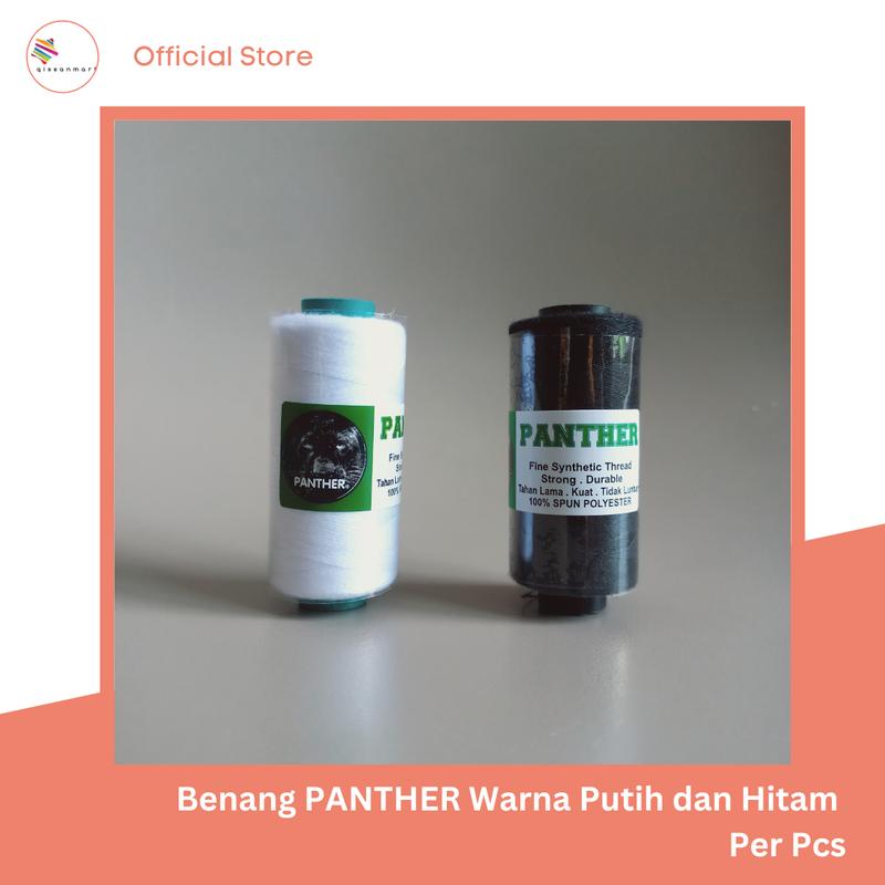Benang Polyester Merek Panther Warna Putih dan Hitam 1