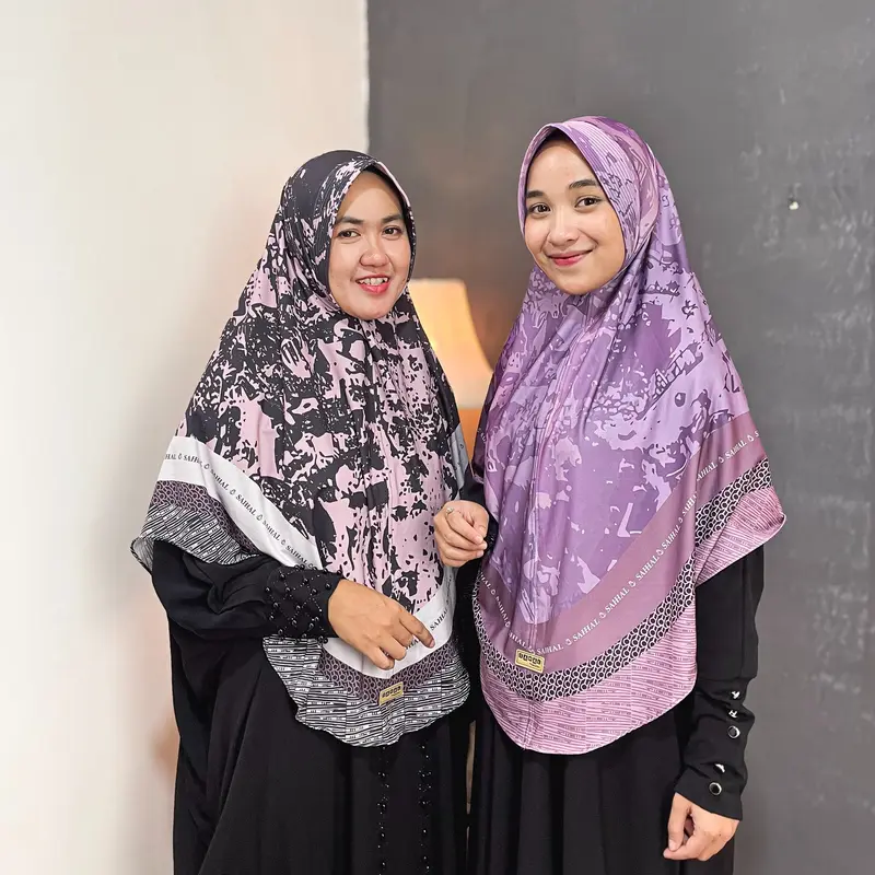 Jilbab Motif Jumbo XXL Hijab Instan Bergo Motif Printing Jersey Premium - Muslim, Kerudung Wanita Syari Dewasa Panjang Casual Harian Variasi Segi 0