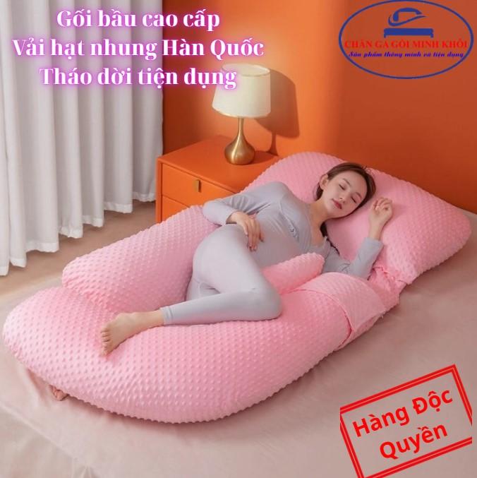  Gối bầu chữ G cao cấp vải hạt nhung 3D tháo dời tiện dụng điều chỉnh kích thước theo thai kì 