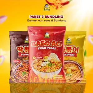 CIKEMAM - PAKET BUNDLING 3 ( Rabokki, Topokki & Baso Aci ) Food Gochujang Instan  Pedas  Mie  Sambal  Seblak  Kuah  Noodles Ayam Ramen  Merah  Bakso Bawang Soto