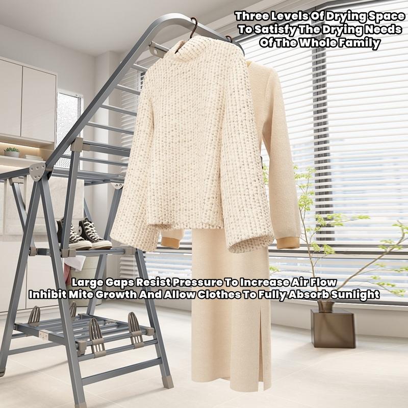 [SG Stock]Foldable Clothes Drying Rack Multifunctional Laundry Rack With Wheel Stainless Steel Thickened Carbon Steel 9