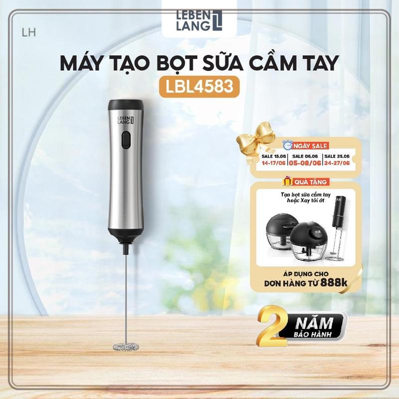 Máy Đánh Bọt Cafe Cầm Tay Kèm Giá Đỡ Lebenlang LBL4583, Sạc Điện, Công Suất 10W…