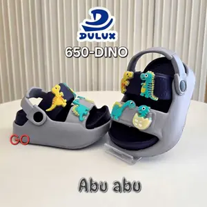 SoGO DULUX 650ED D1NO Sandal Anak Laki-Laki Lucu Sandal Anak Selop Tali belakang Motif Karakter DINO Anti air karet 20-30