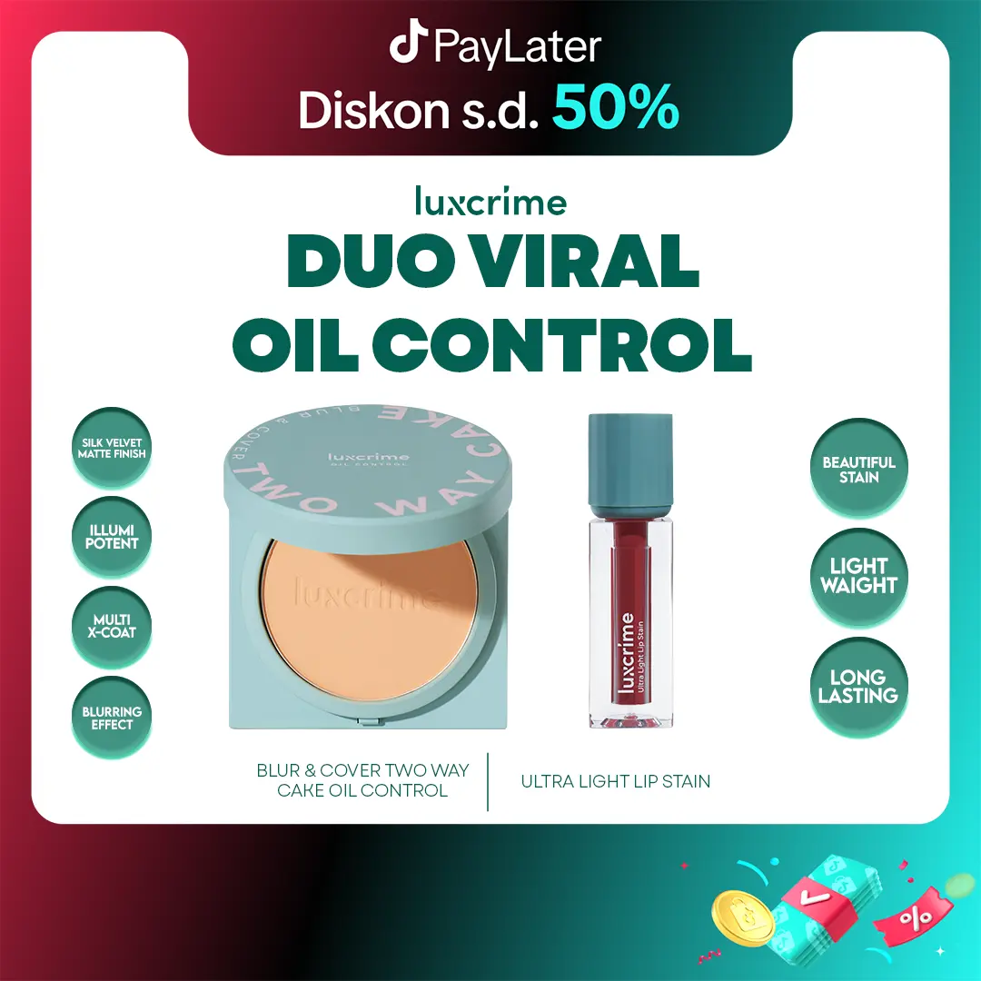 [DUO VIRAL OIL CONTROL] - Luxcrime NEW Blur & Cover Two Way Cake + Lip Stain