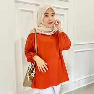 Kaos Wanita Oversize/Blouse Bebyterry Premium LD 126 PJ 72 Tangan Balon Polos