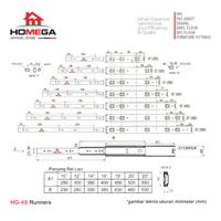 Gambar HOMEGA HG 45 Rel Laci Double Track Full Extension Non Slow Motion Non Soft Close - Ukuran 25 30 35 40 45 50 55 cm - 1 Pasang (2pcs) - 25 cm dari Homega Indonesia Kota Administrasi Jakarta Barat 2 Tokopedia