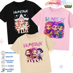Kaos Anak Kpop Demon Hunter / Huntrix / Lengan Pendek Katun Combed 24s Unisex 3 - 10 Tahun