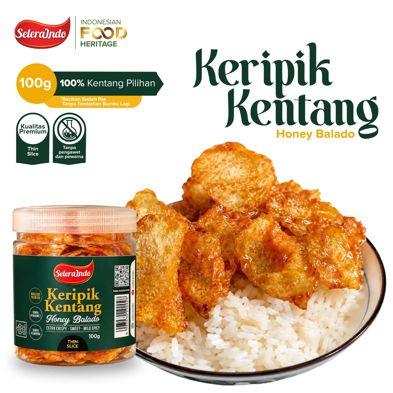 Keripik Honey Balado Seleraindo Manis Gurih Pedas Ringan Disukai Anak