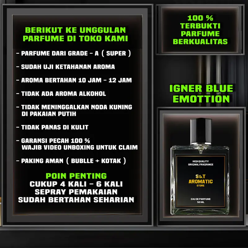 IGNER BLUE EMOTTION - Parfume High Quality Original Fragrance ( Ketahanan 12 Jam ) 4