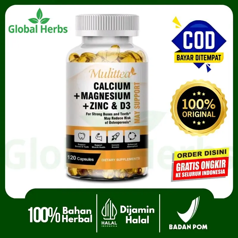 MULITTEA CALCIUM MAGNESIUM zinc+D3 Kekebalan Tubuh, Saraf Otot Tulang