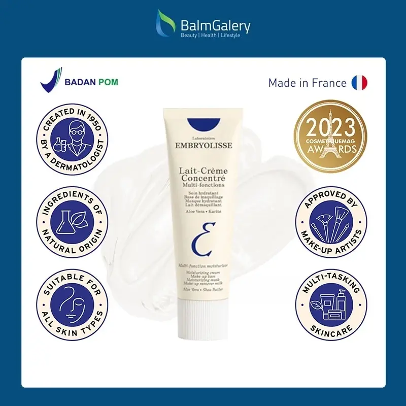 Embryolisse Lait-Creme Concentre 30ml/75ml Miracle Cream 6 IN 1 Pelembab Moisturizer Wajah Makeup Base Primer Kering Foundation 8