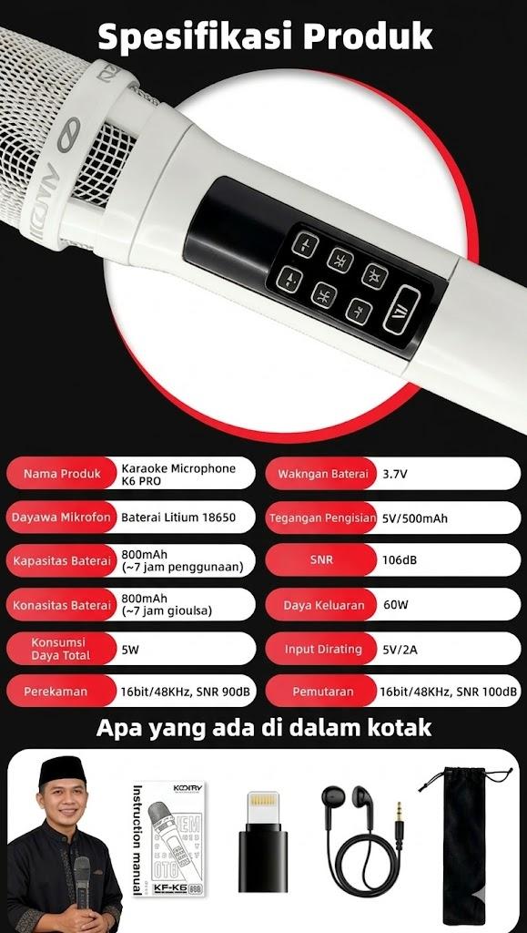 Koorfly K6 Pro Mikrofon Karaoke All-in-OneSoundcard Bluetooth dengan Reverb, Mic SuaraJernih untuk TikTok Live Streaming, YouTube &Karaoke Koorfly K6 Pro Mikrofon Karaoke All-in-OneSoundcard Bluetooth dengan Reverb, Mic SuaraJernih untuk TikTok Live Streaming, YouTube &Karaoke