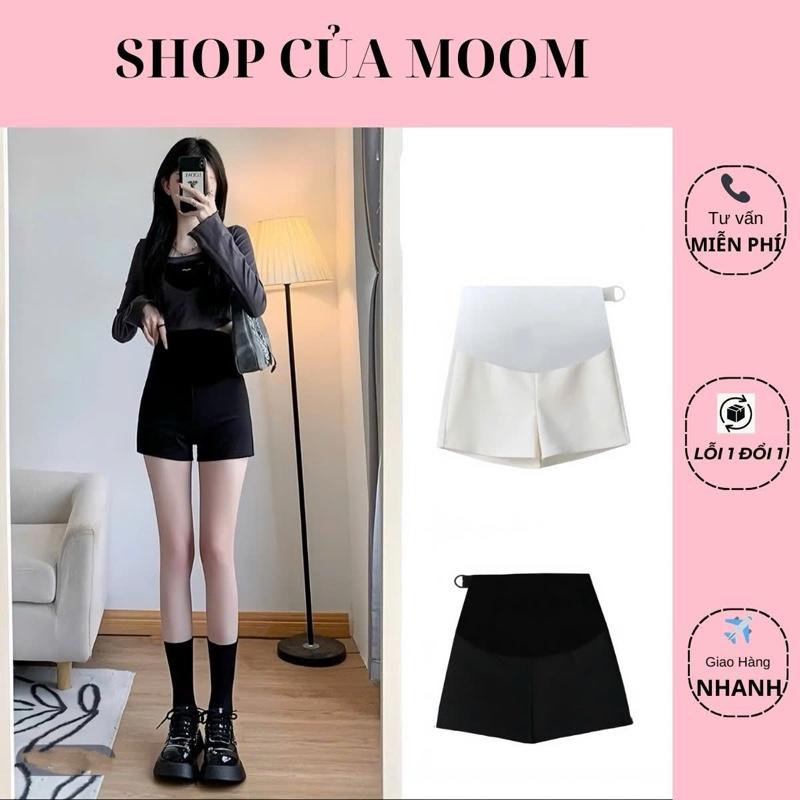 [Nhà Moom]  2 Quần Đùi Dance Bầu Lưng Cao, quần đùi bầu ôm hách dáng co dãn