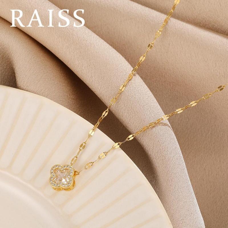 Product Introduction of Kalung Semanggi Empat Daun, Bertatah Warna Emas, Kalung Keluli Tahan Karat Titanium, Untuk Wanita, Tidak Luntur 21
