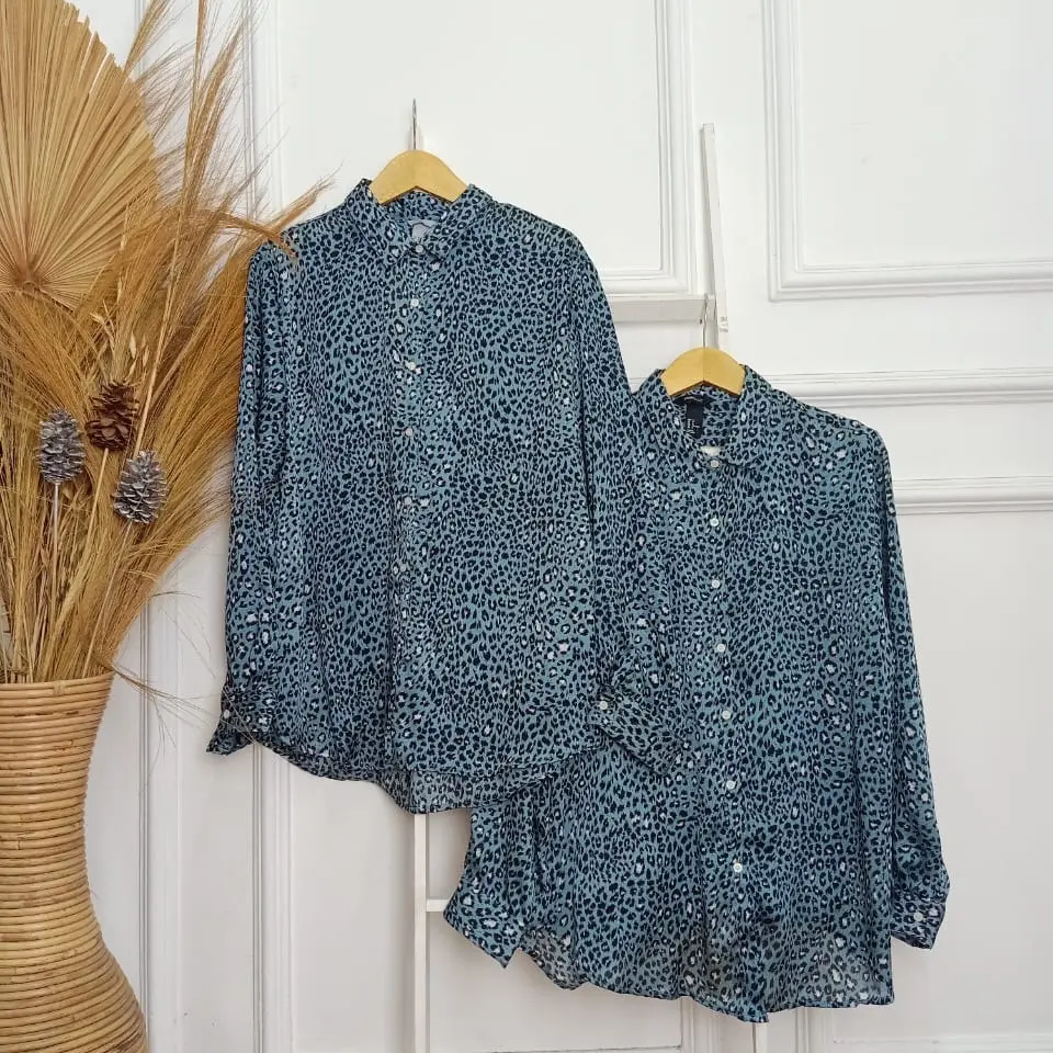 Atasan kemeja wanita panjang - motif macan-
