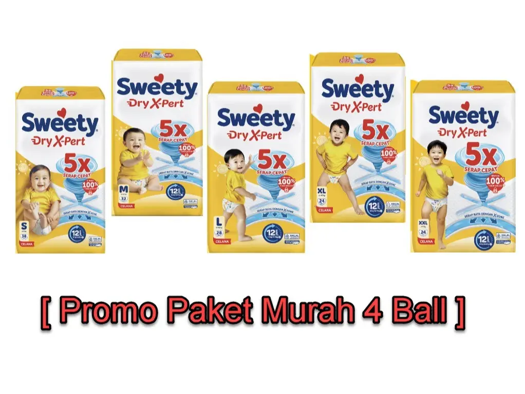[ PROMO ³MURAH 4 Ball ] Sweety Popok Bayi Celana Dry X-Pert Bronze - Ukuran S38, M32, L28, XL24, XXL22