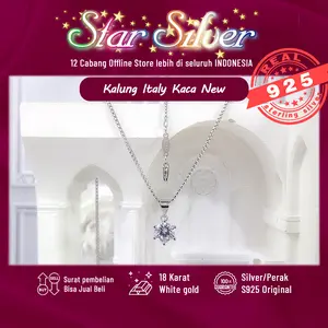 kalung italy kaca Terbaru halus Simple pengait udang berkilau Perak asli Star Silver S.925 Anti karat dan Anti menghitam