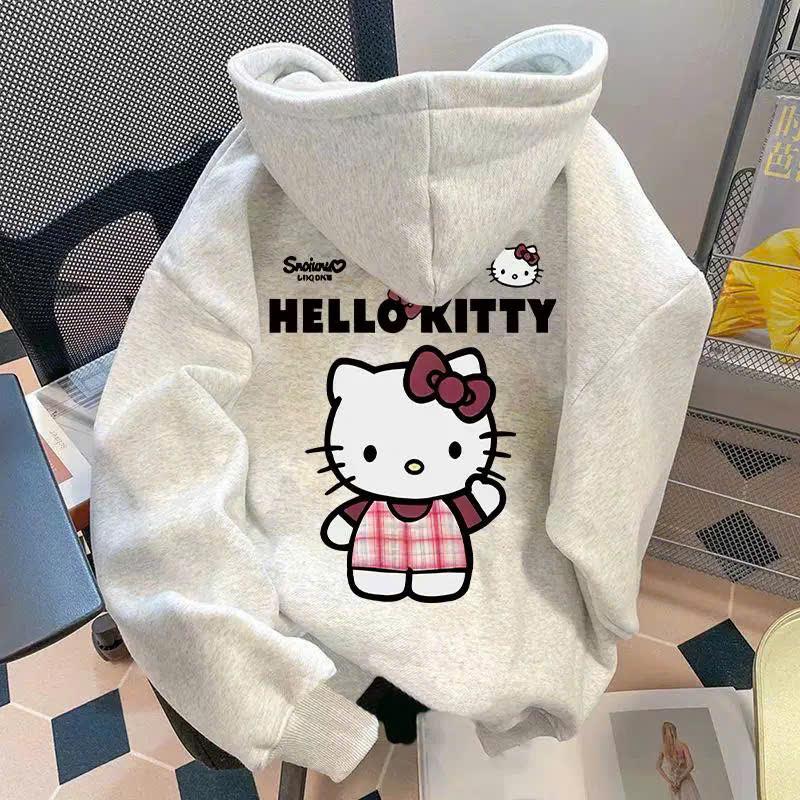 Áo Khoác Nỉ Hoodie Sweater Nam Nữ KIT.TY SNOILOW Chất Nỉ Bông Dày Dặn Nón 2 Lớp Form Rộng Unisex In Hình Hello Kitty