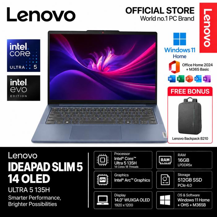 Promo [SPECIAL] LENOVO IDEAPAD SLIM 5 14IMH10 OLED ULTRA 5 135H 16GB ...
