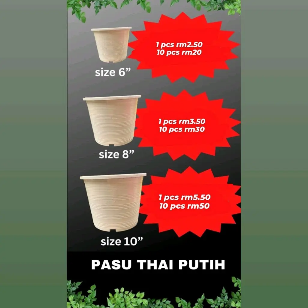 artificial pasu putih thai plastic pot