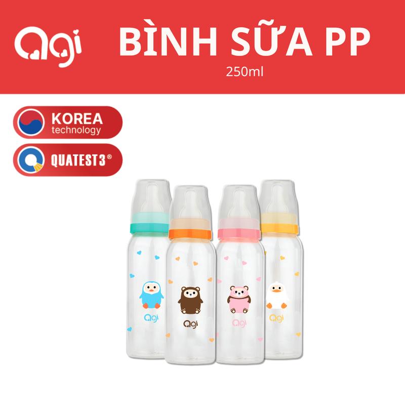 [Bao bì mới] Bình sữa cổ hẹp PP Agi 250ml dễ thương cho bé