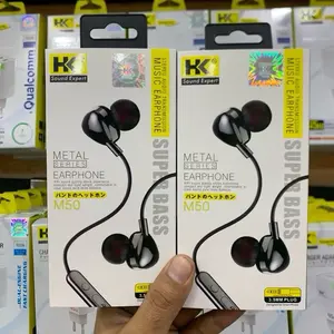 ￼HK M50 Earphone Super Bass Wired Headset Wired Earphone Handsfree Stereo Mic