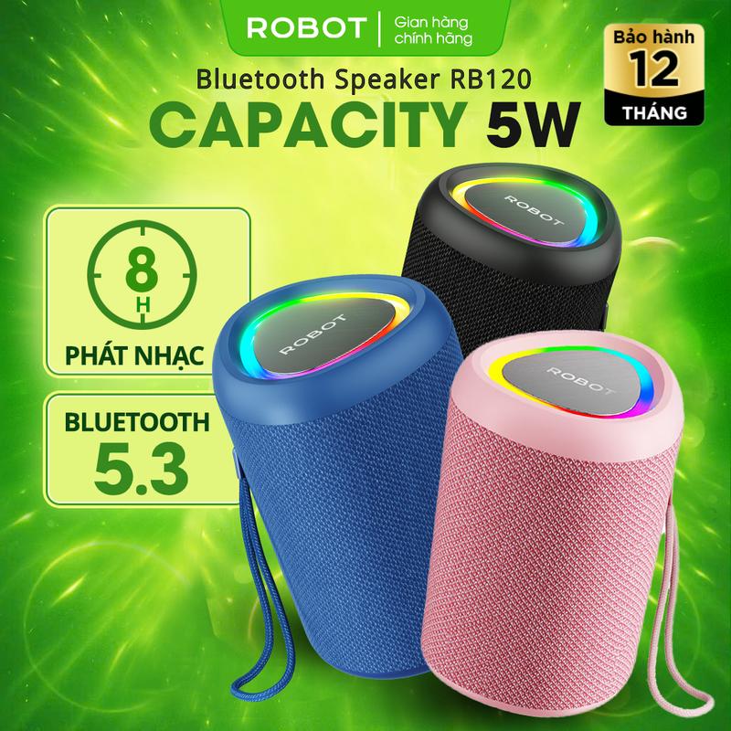[Thẻ Nhớ Mua Kèm, KHÔNG TẶNG] Loa Nghe Nhạc Bluetooth Mini ROBOT RB120 Bass Mạnh Công Suất 5W Led RGB Kháng Nước IPX4 - Hỗ Trợ Kết Nối AUX/ Thẻ Nhớ | Củ Loa Tục Ếch Củ Loa Nghe Nhạc | Bảo Hành 12 Tháng