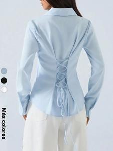 Camisa de mujer de manga larga, diseño de alta gama, con ajuste en la cintura y efecto estilizador, perfecta para primavera y otoño, regalo para el Día de San Valentín