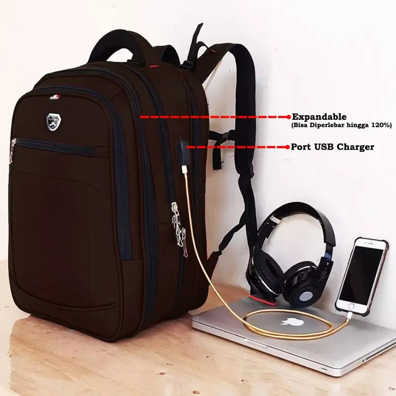 PL POWER Tas Pria Ransel Laptop Import Tas Polo Original Tas Laptop USB Tas Punggung Casual Pria 2