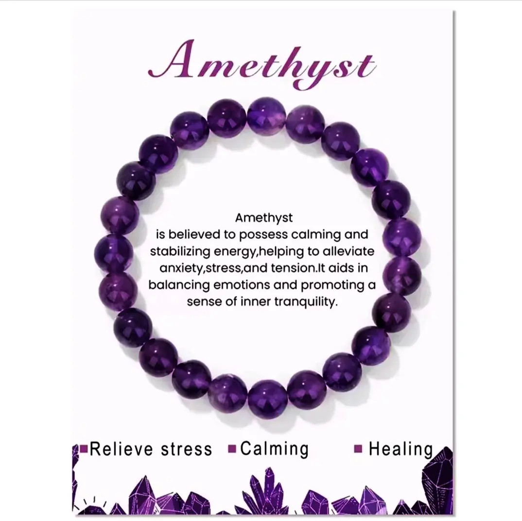 Gelang Amethys Batu Kecubung Fengshui Cina Guardian Stone Bio Energy Keberuntungan & Terapi Kesehatan Pria / Wanita Original Bersertifikat stone Ungu bracelets alam aesthetic manik bracelet pembawarejeki Bracelets aksesoris kristal giok  penarik rezeki