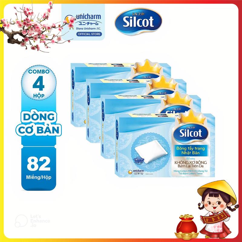   COMBO 4  Silcot Bông tẩy trang Cơ bản 82  Cao cấp 66 miếng 