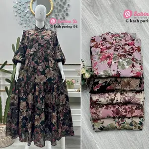 SALE Gamis braso kerah sailor motif bunga by salvina ys