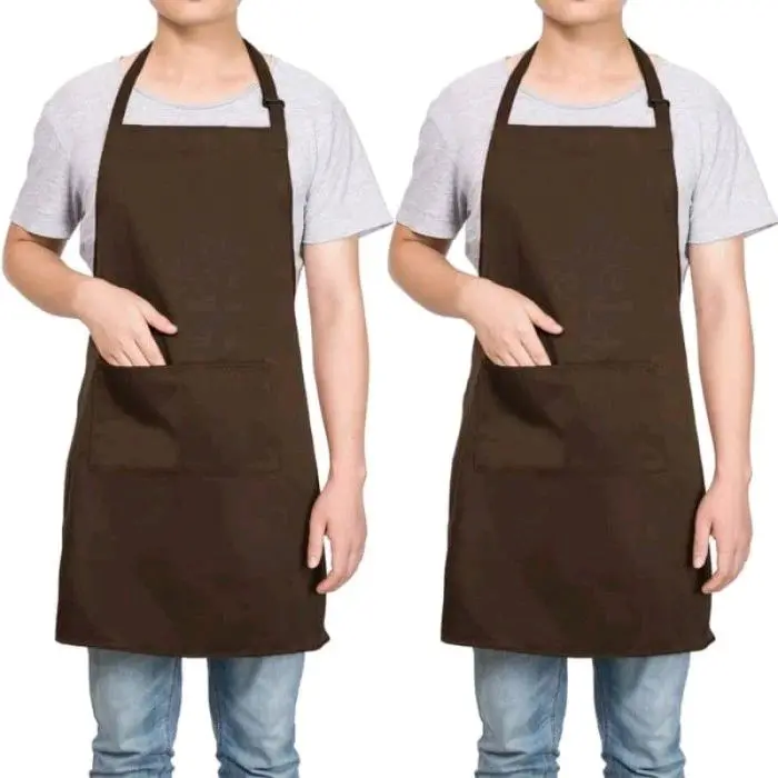 paket hemat 2 pcs celemek-apron kain polos american drill premium-pelindung masak- Apron kerja-sudah ada kuncian ikat pinggang
