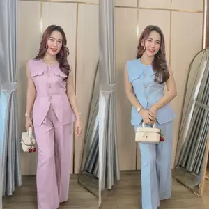Flora Vest Set / Setelan Wanita Formal / Baju Setelan Wanita Casual / Setelan Celana Wanita Panjang / Rompi / Vest Wanita