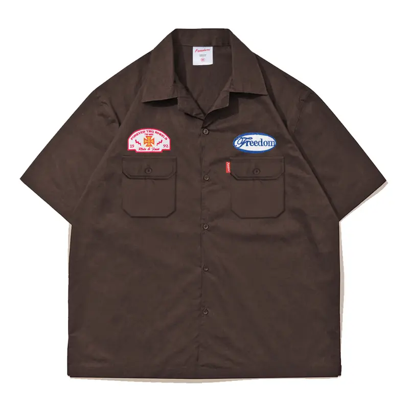 Kemeja Kerja Workshirt Boxy Freedom FRDM dengan Desain Bordir Pria 4
