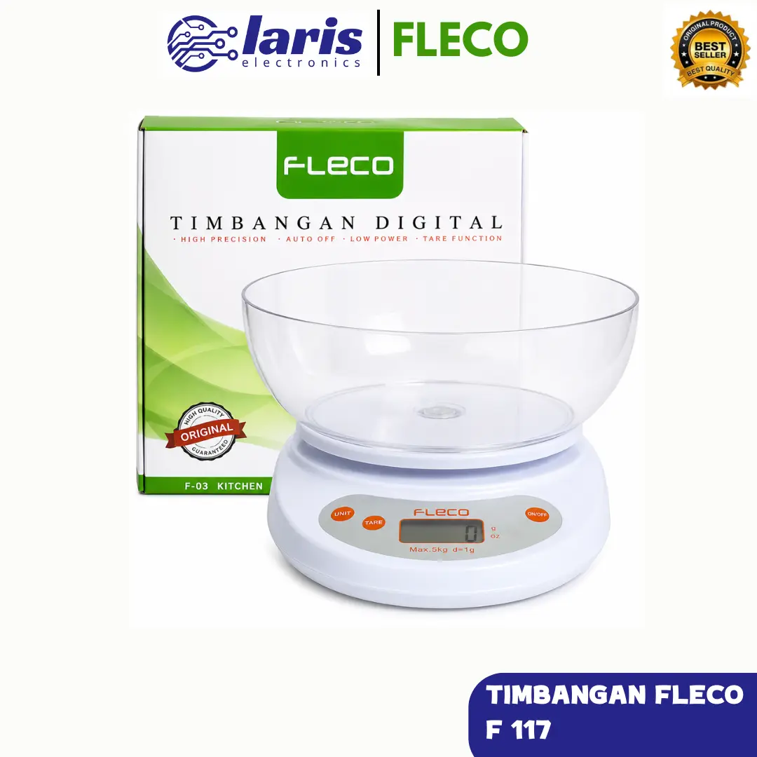 Fleco F-117 Timbangan Dapur Digital Mangkok 5kg untuk Kue & Talenan - Kitchenware