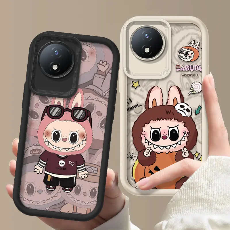 Untuk VIVO Y02 Y02T Y02A Y02S Labubu Casing Jual panas Casing lembut untuk ponsel Bahan silikon Gaya baruKasus TPU Anti gores Kamera Cakupan Penuh Tahan benturan Kepala Kacamata Malaikat Kotak Pelindung Ponsel 0