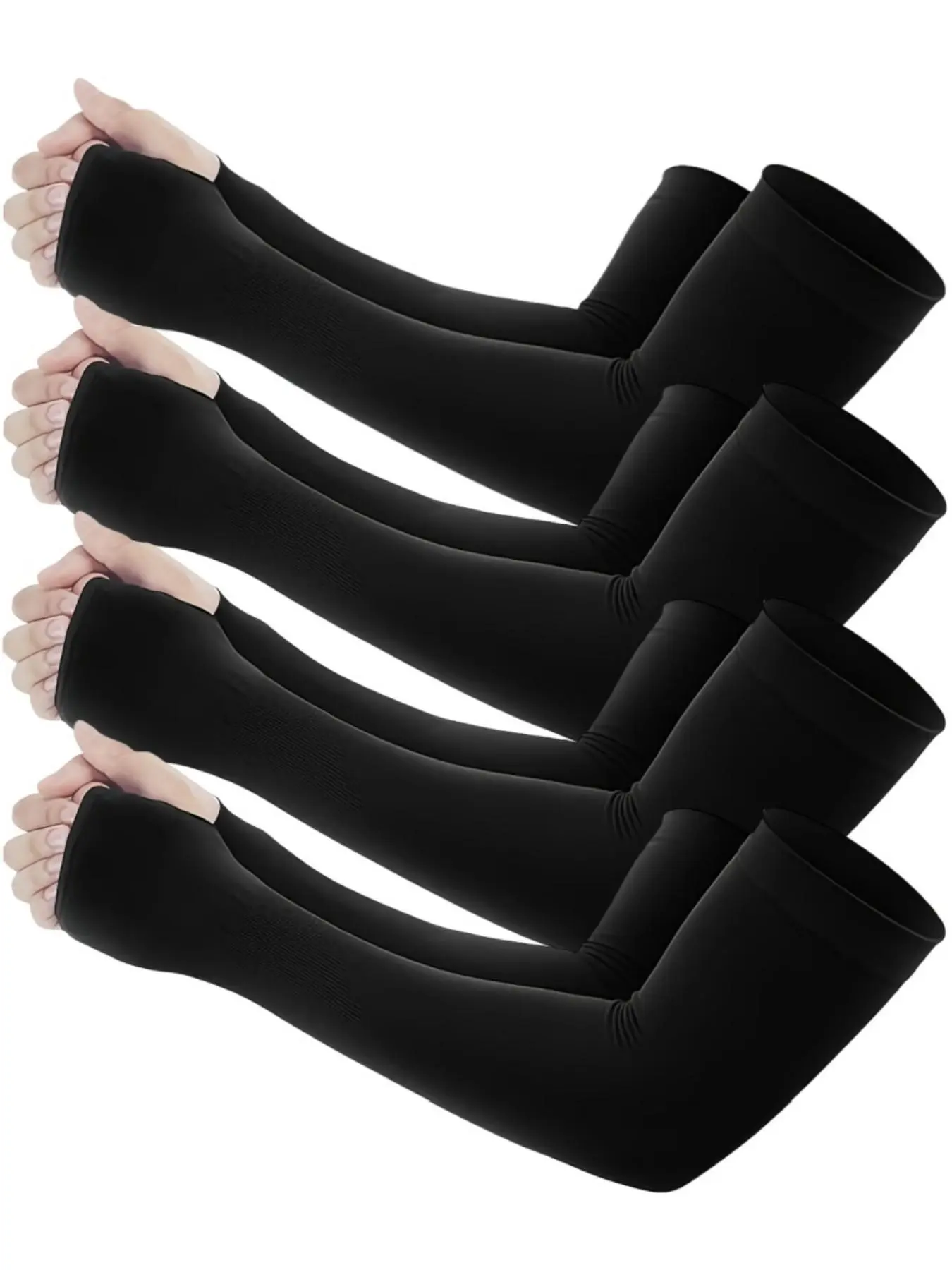 Unisex's Solid Color Sun Protection Cooling Arm Sleeves with Thumb Hole, Golf Basketball Cycling Fishing Driving Jogging Boating Gardening Arm Sleeves, Gym Accessories