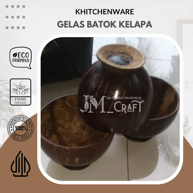 [JMCraft] Gelas Batok Kelapa - Gelas Tempurung Batok Kelapa Klasik - Coconut shell 2