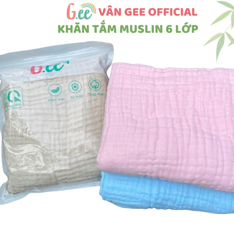 Khăn tắm Gee muslin 6 lớp cho bé an toàn thấm hút mềm mại cho làn da kích thước 90*100cm