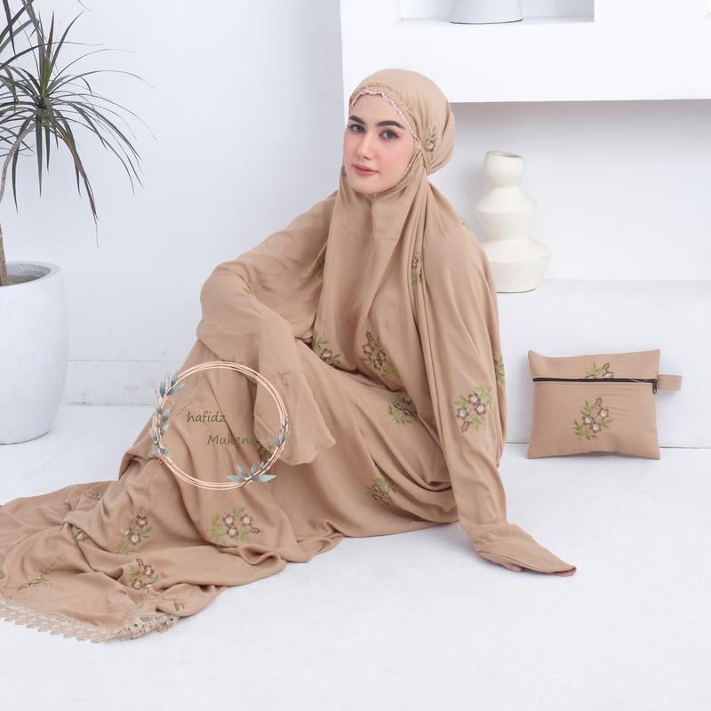 Product Introduction of Hafidzmukena - Mukena Terusan Dewasa Bordir Aurel Rayon Premium Muslim Katun Mukenah Wanita Cantik Hitam Putih Panjang Renda Mewah musim semi rayon ashgrey Umroh muken  abordir 2