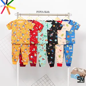 FOYA Kids -  Setelan Premium Anak Laki - Laki / Perempuan / Unisex / Setelan Celana Panjang lengan pendek motif Full Gambar Usia Bayi - 6 Tahun / Setelan Baju Tidur Anak Baby Tery