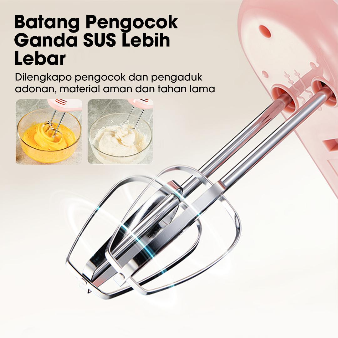 【GREBEK GUDANG SUANVINZLIE】Samono Mixer Roti Stand Mixer & Hand Mixer 2in1 Daya 200W, 7 Kecepatan, Wadah Stainless Steel 2.5L (SW-HMB200)