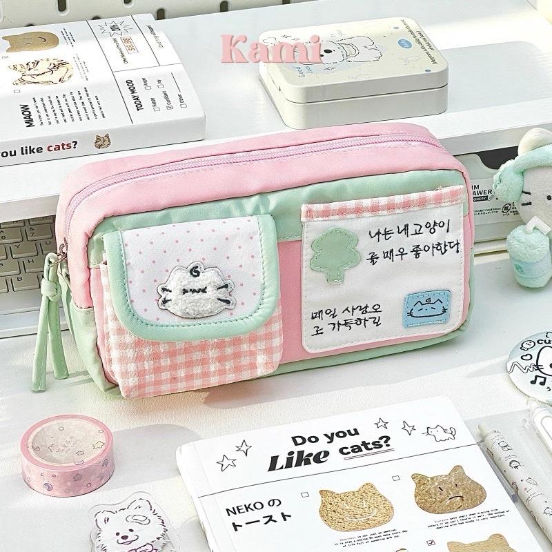 Túi đựng bút cỡ lớn 5 ngăn KAMI TB09 Hộp bút học sinh cut hộp bút nhiều ngăn sức chứa 50-60c bút đựng vừa máy tính,đt thước 20cm