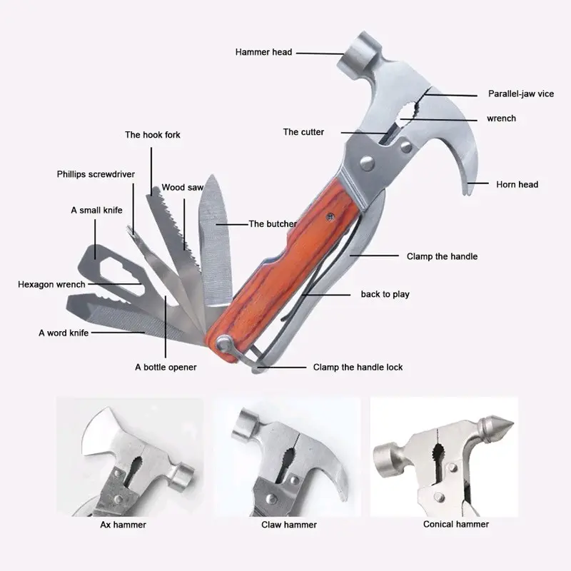 Palu Kapak Multifungsi EDC Axe Hammer Survival Tools 0